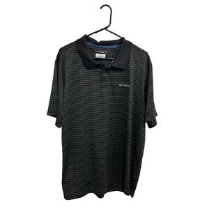 Columbia Mens Omni-Shade Polo Shirt Black Striped Short Sleeve Sz XL